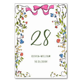 Elegant Watercolor Vild Flowers Bröllop Bordsnummer