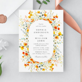 Elegant Watercolor Vild Flowers Bröllop Inbjudningar