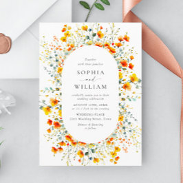 Elegant Watercolor Vild Flowers Bröllop Inbjudningar