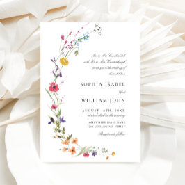 Elegant Watercolor Vild Flowers Bröllop Inbjudningar