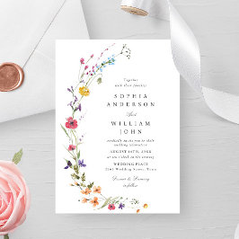 Elegant Watercolor Vild Flowers Bröllop Inbjudningar