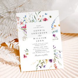 Elegant Watercolor Vild Flowers Bröllop Inbjudningar