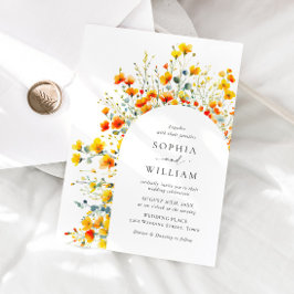 Elegant Watercolor Vild Flowers Bröllop Inbjudningar