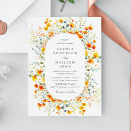 Elegant Watercolor Vild Flowers Bröllop Inbjudningar