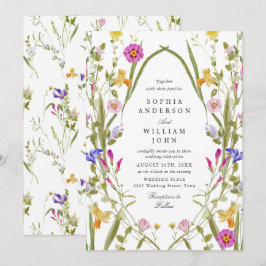 Elegant Watercolor Vild Flowers Bröllop Inbjudningar