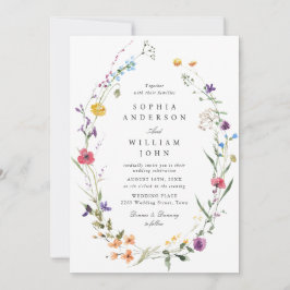 Elegant Watercolor Vild Flowers Bröllop Photo Inbjudningar