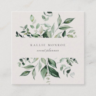 Elegant Watercolor Vild Foliage Sandy Beige Fyrkantigt Visitkort