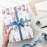 Elegant Watercolor Vin Flaskor Rosé Rosa Presentpapper<br><div class="desc">Denna vackra minimalistiska pappra förpackning har en mönster av rosa vattenfärgsglasen vin och vin. Det är den perfekt vismliknande presentfigurationen för vin älskare,  jul och möhippor.</div>