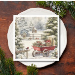 Elegant Watercolor Vintage Red Robin in Snowy Wood Pappersservett<br><div class="desc">För vintern jul bord. Röd rån i vintage av vattenfärg i snö. För dina gäster under festsäsongen eller för familjen vid julmiddagen.</div>