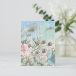 Elegant Watercolor Vintage Wildblommor Vykort