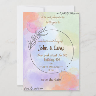Elegant Watercolor Wedding Invitation Inbjudningar