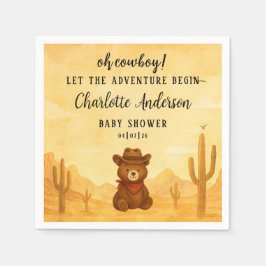 Elegant Watercolor Western Cowboy Boy Baby Shower  Pappersservett