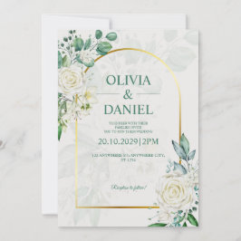 Elegant Watercolor White Roses Wedding Invitation Inbjudningar