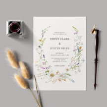 Elegant Watercolor Wildblomen Wandebeige Bröllop