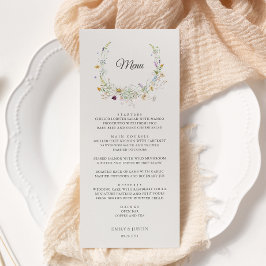 Elegant Watercolor Wildblomen Wandebeige Bröllop Meny
