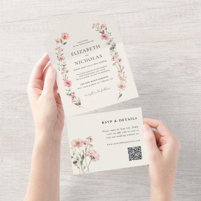 Elegant Watercolor WildblomGarden Wedding Wedding (Avrivbar del)
