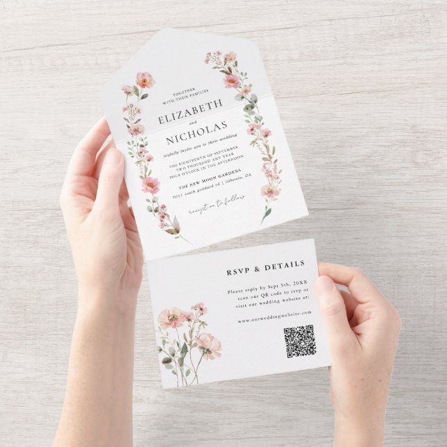 Elegant Watercolor WildblomGarden Wedding Wedding (Avrivbar del)