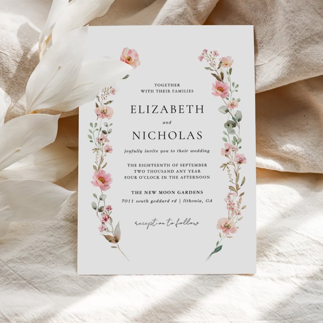 Elegant Watercolor WildblomGarden Wedding Wedding Inbjudningar (Skapare uppladdad)