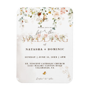Elegant Watercolor WildblomGarden Wedding Wedding Magnet