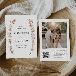 Elegant Watercolor WildblomGarden Wedding Wedding Spara Datumet