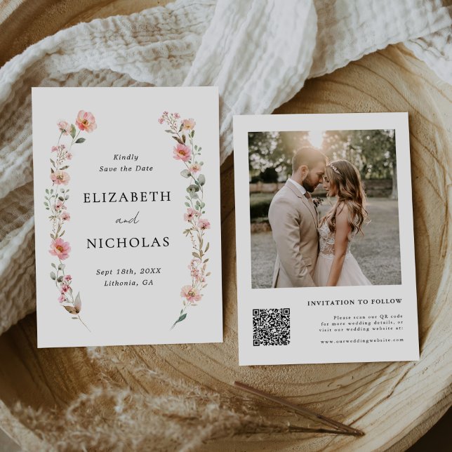 Elegant Watercolor WildblomGarden Wedding Wedding Spara Datumet (Skapare uppladdad)