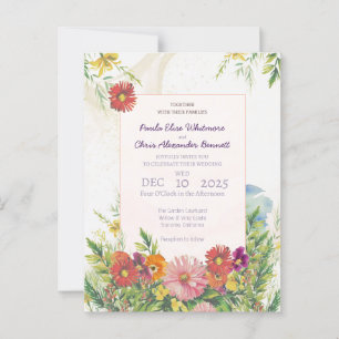 Elegant Watercolor WildblomGarden Wedding Wedding Vykort