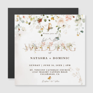 Elegant Watercolor WildblomGarden WedWedding Magne