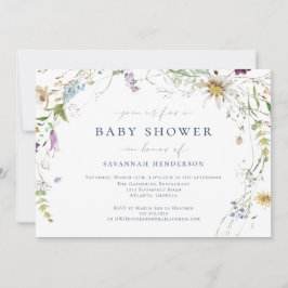 Elegant Watercolor Wildblomma Baby Shower Inbjudningar