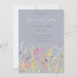 Elegant Watercolor Wildblomma Birthday Inbjudningar