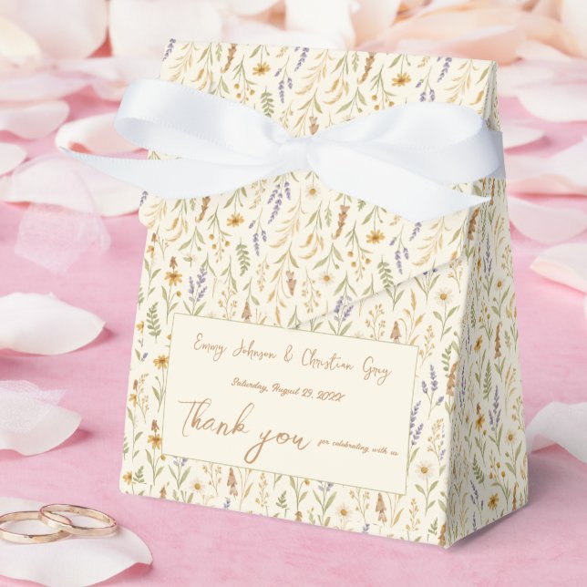 Elegant Watercolor Wildblomma Blommigt Bröllop Presentaskar (Bröllop)