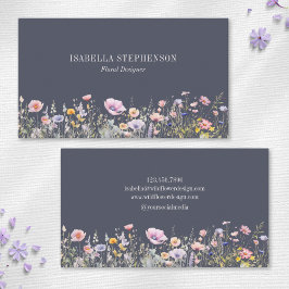 Elegant Watercolor Wildblomma Blommigt Design Visitkort