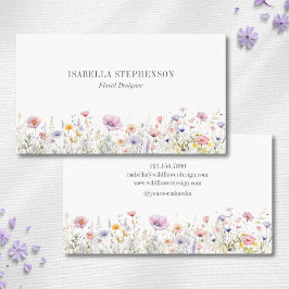 Elegant Watercolor Wildblomma Blommigt Design Visitkort