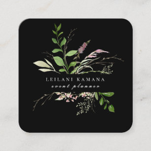 Elegant Watercolor Wildblomma Botanical Fyrkantigt Visitkort