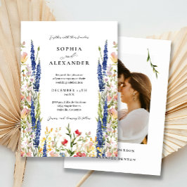 Elegant Watercolor Wildblomma Bröllop Inbjudningar