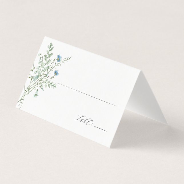 Elegant Watercolor Wildblomma Bröllop Place Card Kort (Framsida)