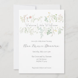Elegant Watercolor Wildblomma Gräns Baby Shower Inbjudningar