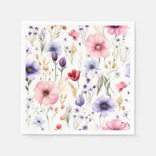 Elegant Watercolor Wildblomma Pappersservett