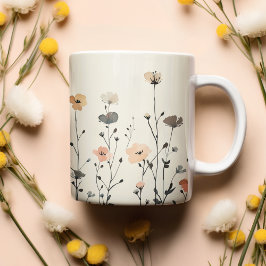 Elegant Watercolor Wildblomma Rustic Två-Tonad Mugg