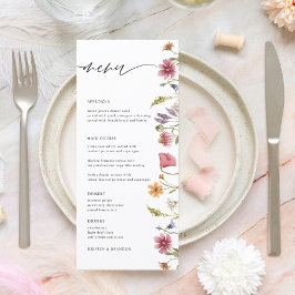 Elegant Watercolor Wildblomme Blommigt Bröllop Men Meny