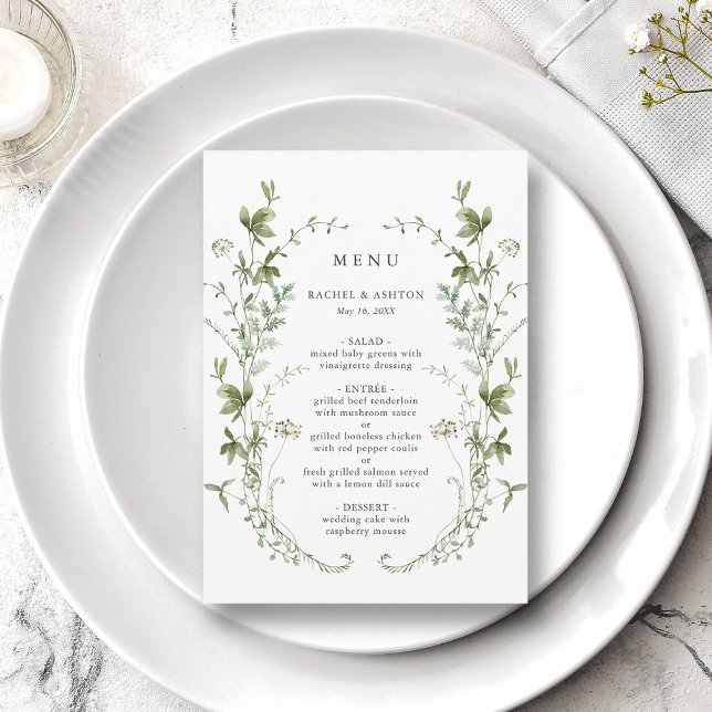 Elegant Watercolor Wildblomme Bröllop Menu Meny (Skapare uppladdad)