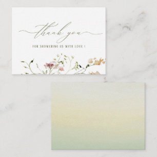 Elegant Watercolor Wildblommor Baby Flat Note Card Anteckningskort