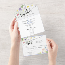 Elegant Watercolor Wildblommor Boho Blommigt Bröll
