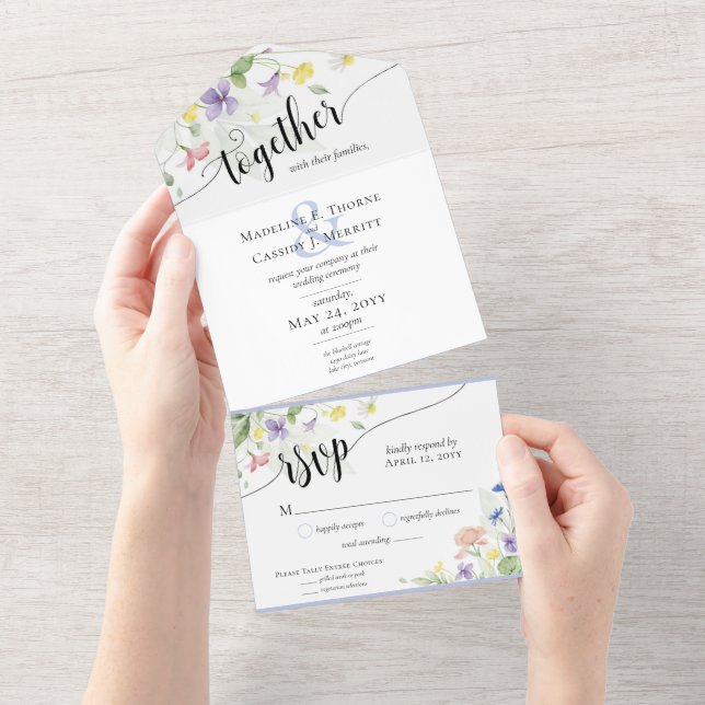 Elegant Watercolor Wildblommor Boho Blommigt Bröll (Tearaway)