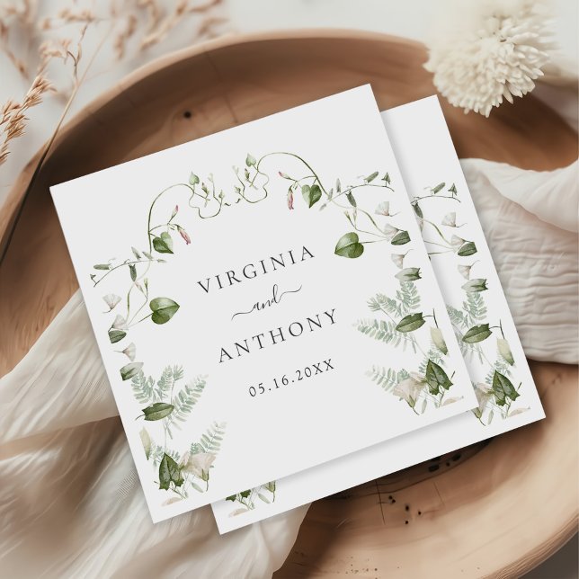 Elegant Watercolor Wildblommor Bröllop Pappersservett (Skapare uppladdad)