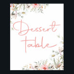 Elegant Watercolor Wildblommor Party Dessert-tecke Poster<br><div class="desc">Snygg och romsk Watercolor Wildblommor Design som du enkelt kan anpassa.</div>