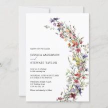 Elegant Watercolor Wildblommor Photo Bröllop