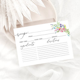 Elegant Watercolor Wildblommor Recept Card