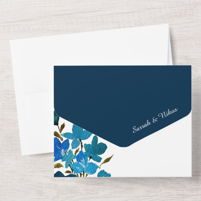Elegant Watercolor Wildblommor Shades of Blue (Baksida)
