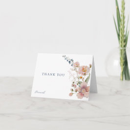 Elegant Watercolor Wildblommor Tack Kort