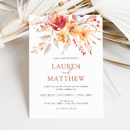 Elegant Watercolor Wildbloms Blommigt Fall Wedding Inbjudningar
